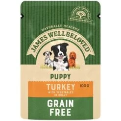 James Wellbeloved Puppy Turkey Grain Free Pouches 12x100g