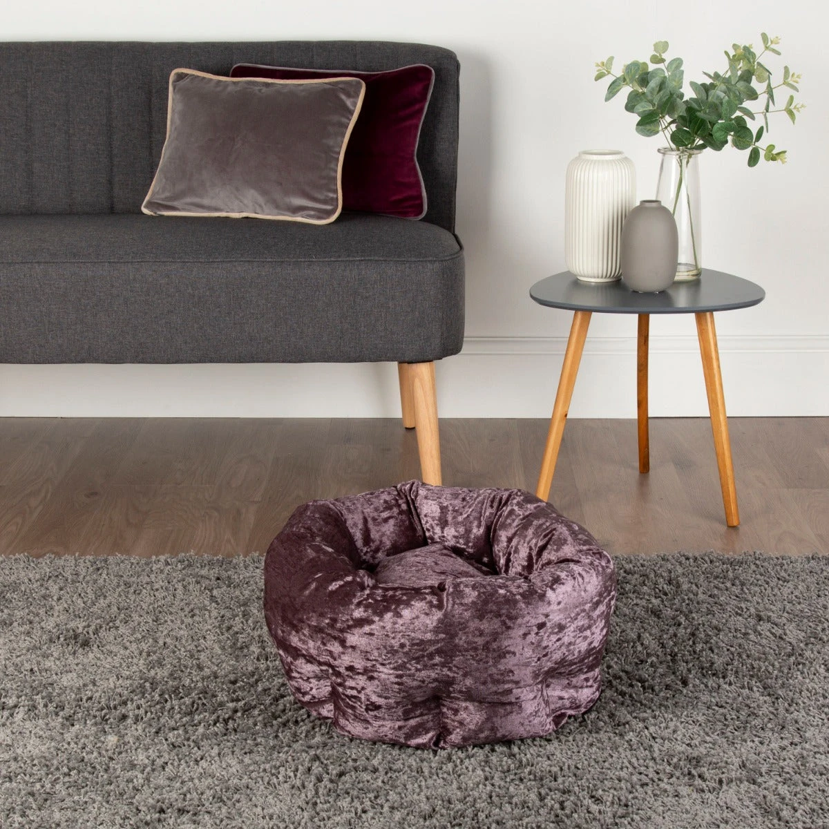 Scruffs - Velvet Donut Cat/Small Dog Bed - Purple - Image 2
