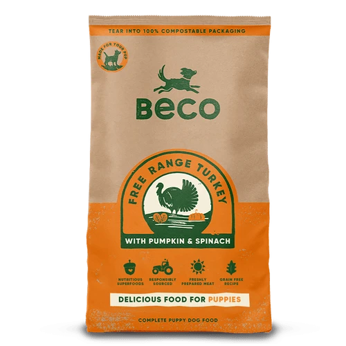 Beco Free Range Turkey With Pumpkin & Spinach Dry Food For Puppies, Complete Recipe, 6kg