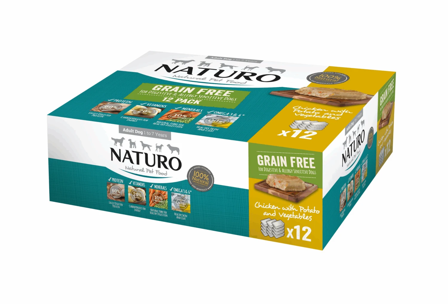 Naturo Adult Grain Free Chicken Potato & Veg 12x400g