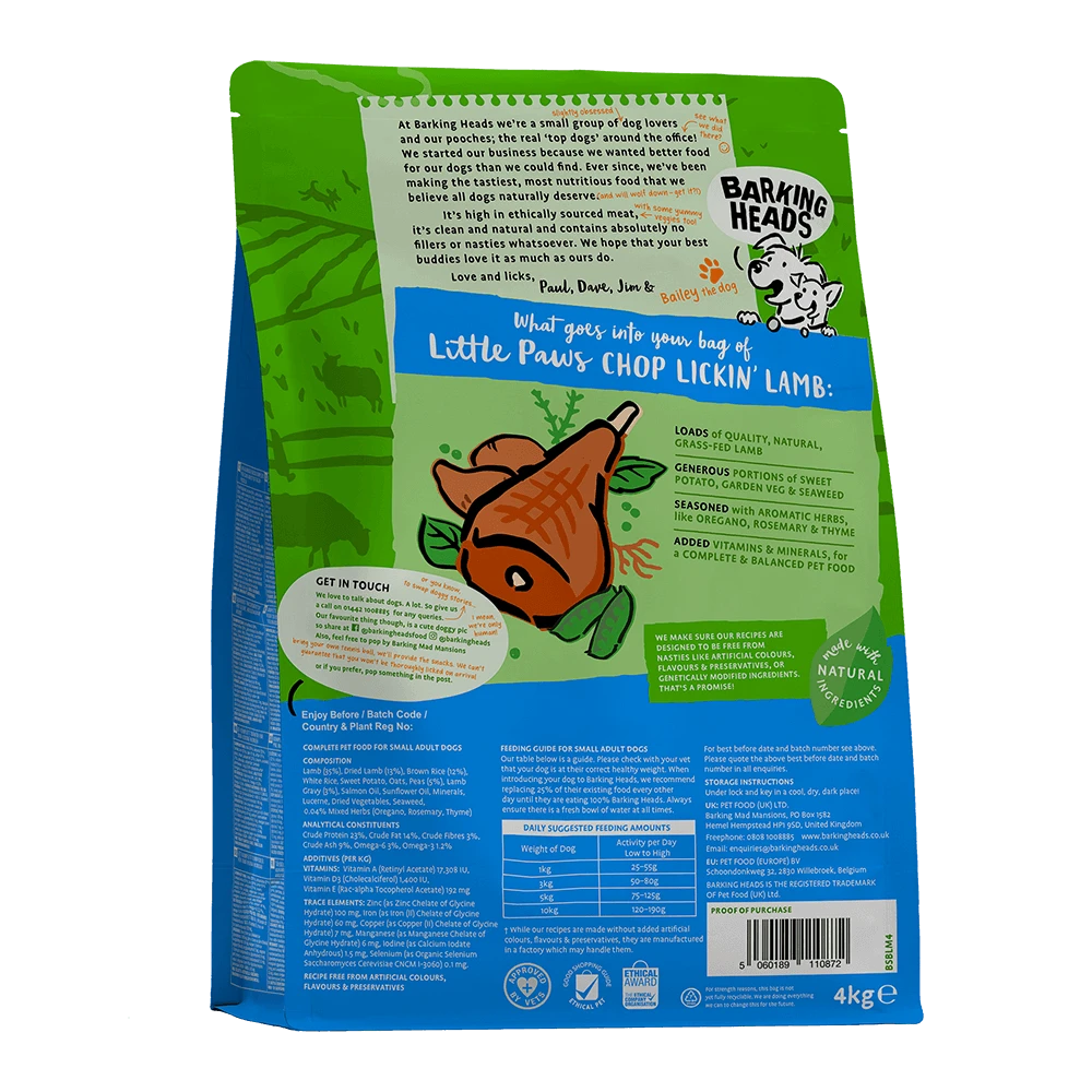 Barking Heads - Little Paws - Chop Lickin' Lamb Dry Dog Food (Small Breed) - Image 2