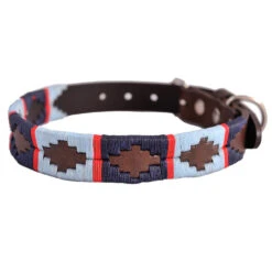 Pioneros Polo Dog Collar - Navy/Pale Blue/Red Stripe