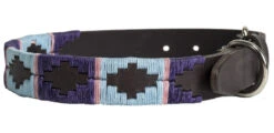 Pioneros Polo Dog Collar - Pale Blue/Purple/Pink Stripe