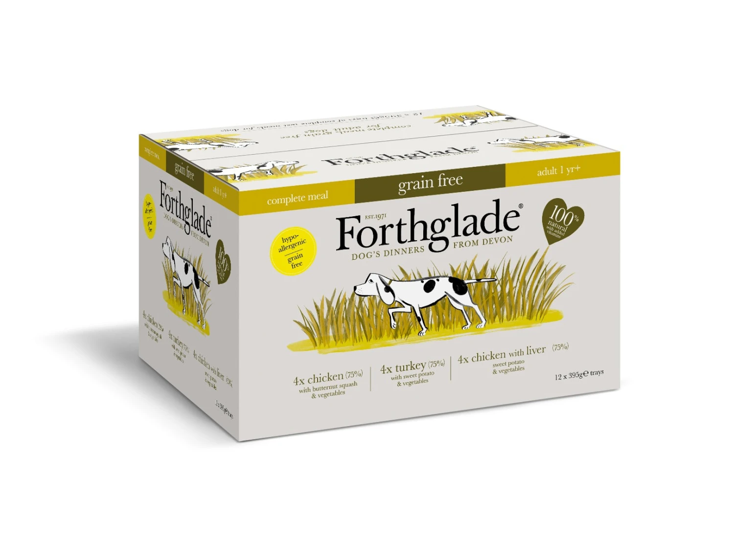 Forthglade - Grain Free Chicken, Turkey & Chicken With Liver - Variety Pack (12x395g)