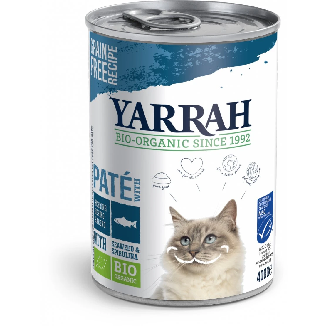 Yarrah Organic Cat Pate Fish With Spirulina & Seaweed 12x400g
