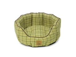House Of Paws - Green Tweed Oval Snuggle Bed
