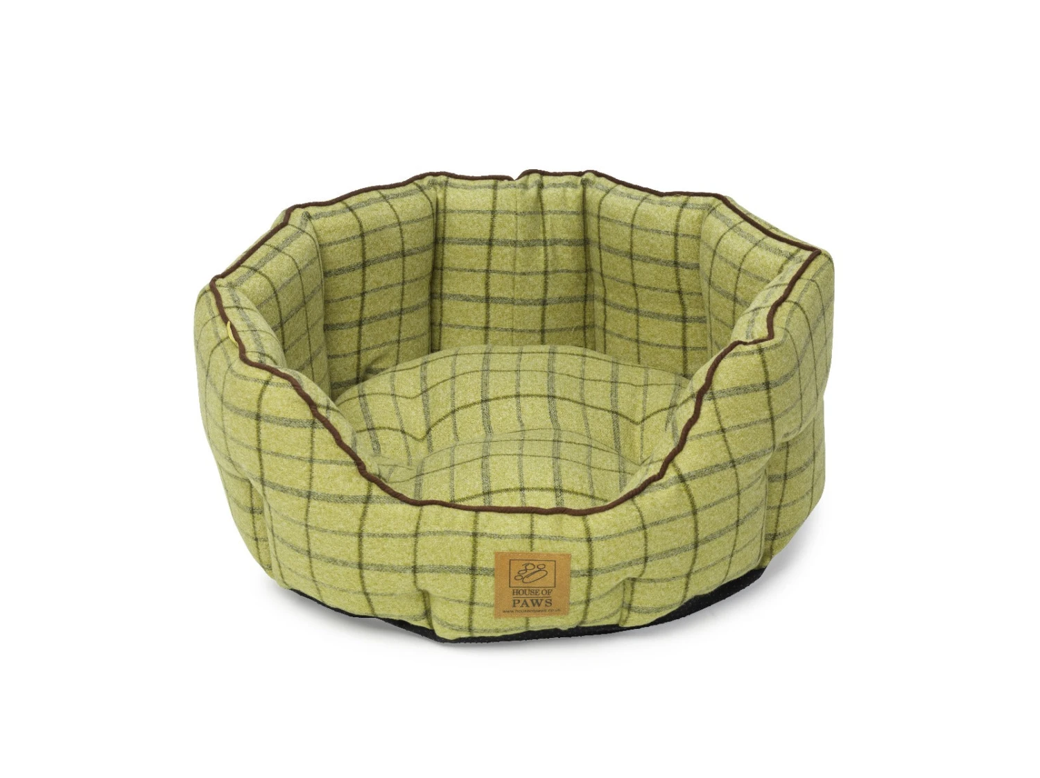 House Of Paws - Green Tweed Oval Snuggle Bed