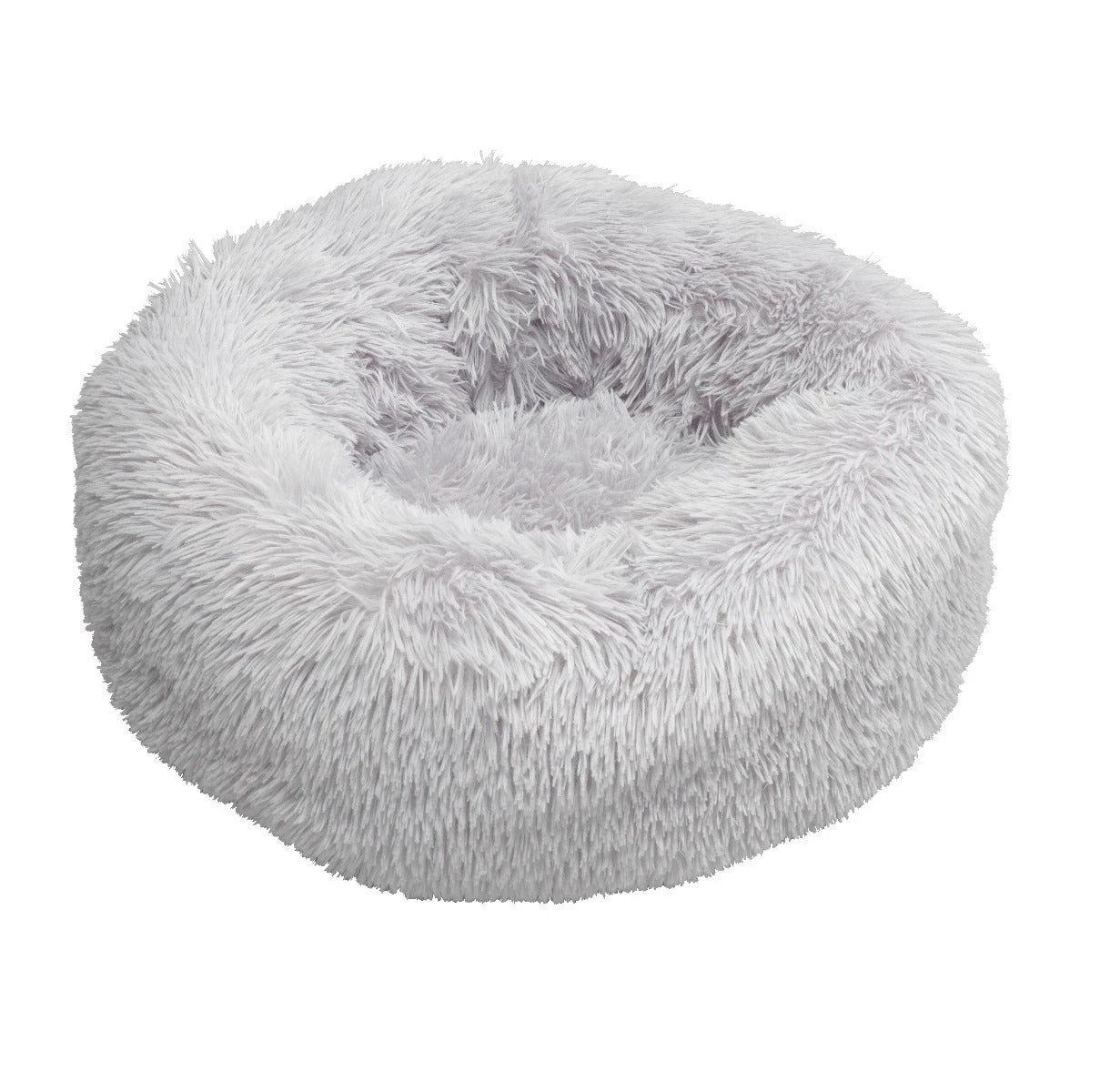 House Of Paws - Grey Faux Fur Donut Dog Bed