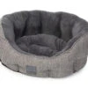 House Of Paws - Grey Hessian & Plush Oval Dog Bed