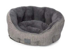 House Of Paws - Grey Hessian & Plush Oval Dog Bed