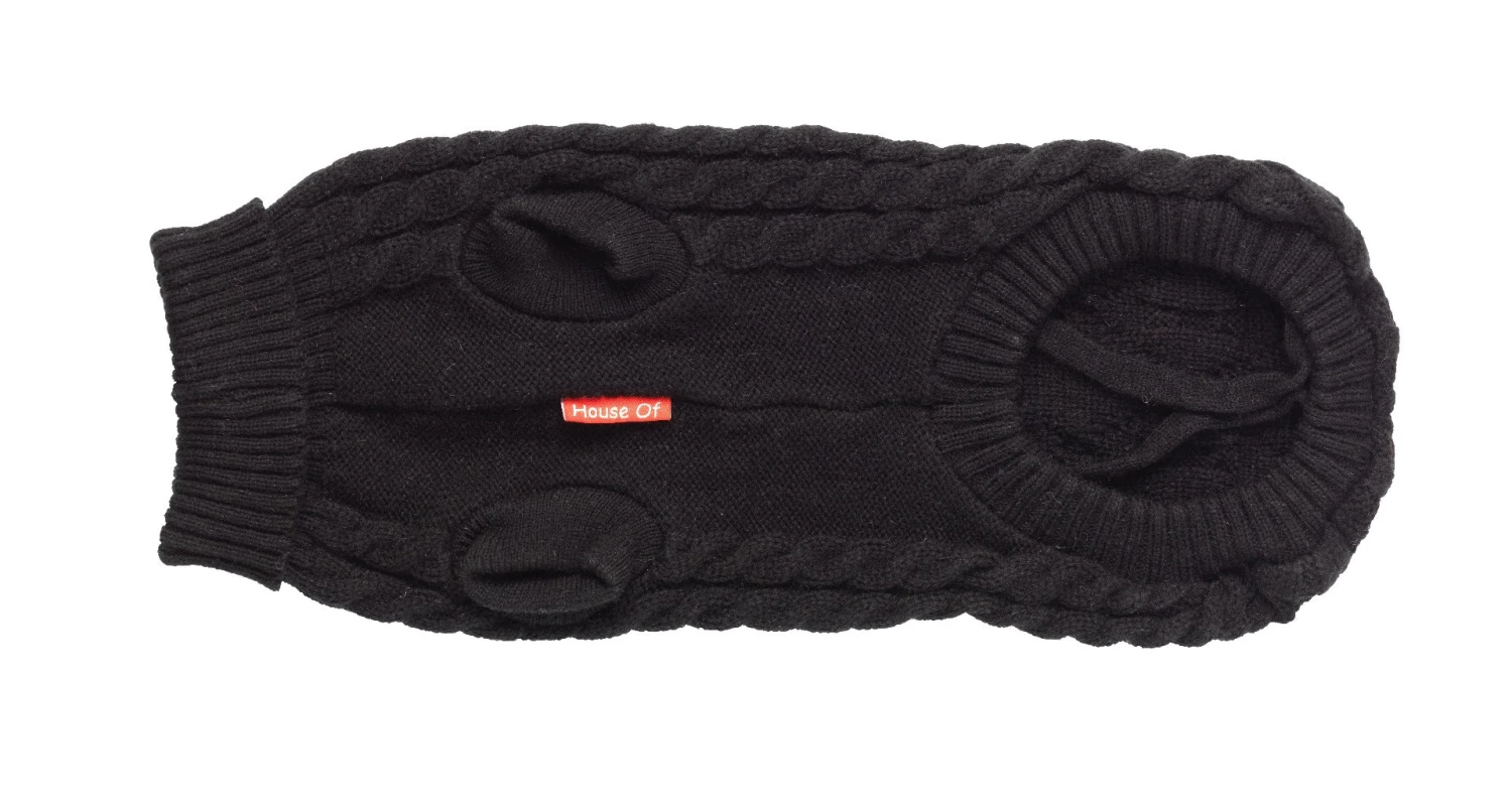 House Of Paws - Polo Neck Cable Knit Dog Jumper - Black - Image 2