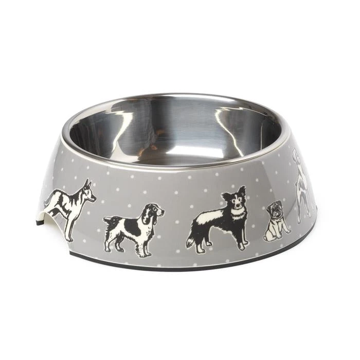 House Of Paws Polka Dogs Grey Bowl - Image 4