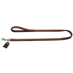 Hunter Cody Leather Leash-Cognac/Dark Brown