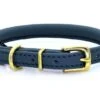 Dogs & Horses - Rolled Leather Dog Collar - Navy With Brass