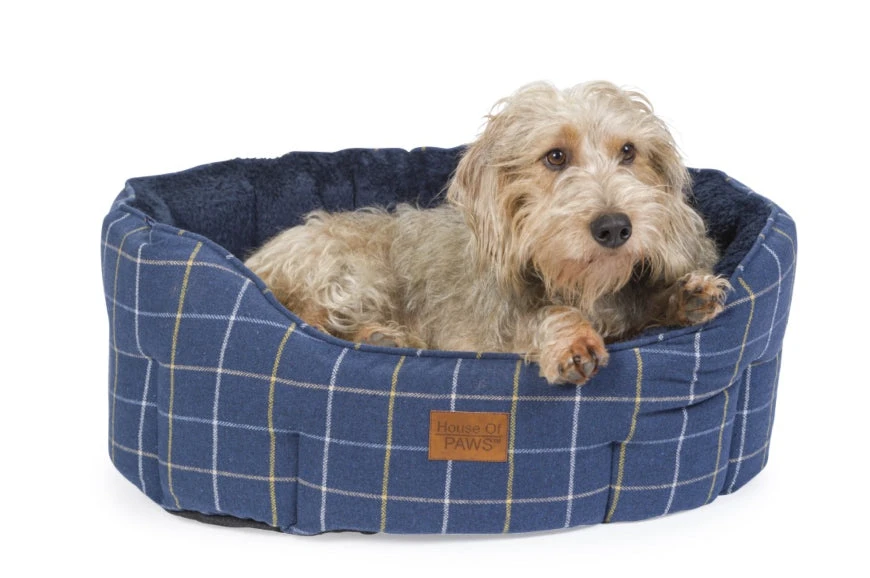 House Of Paws - Navy Tweed Oval Dog Bed - Image 2