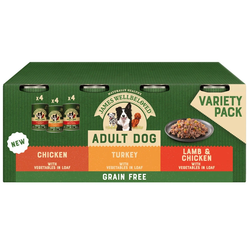 James Wellbeloved Wellbeloved Adult Dog Can Grain Free Turkey Lamb & Chicken In Loaf 12x400g