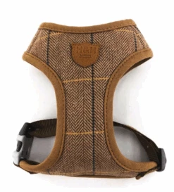 Hugo & Hudson Caramel Checked Herringbone Dog Harness