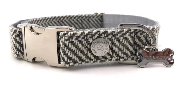 Hugo & Hudson - Grey Herringbone Dog Collar
