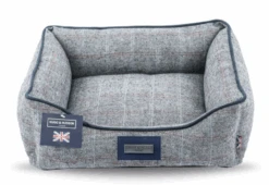 Hugo & Hudson Grey Checked Tweed Dog Bed