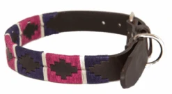 Pioneros Polo Dog Collar - Purple / Berry / White Stripe