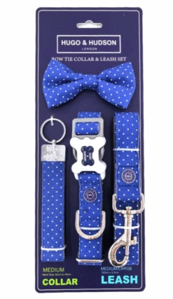 Hugo & Hudson - Navy Polka Dot Dog Accessory Set