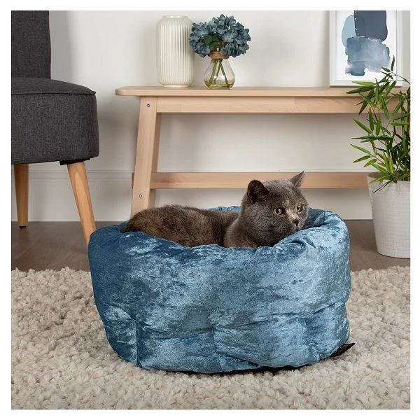Scruffs - Velvet Donut Cat/Small Dog Bed - Blue - Image 2