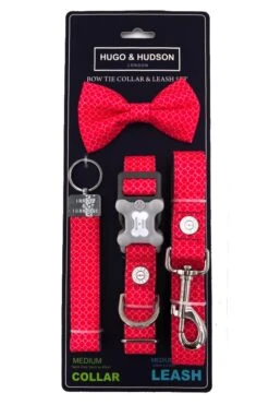 Hugo & Hudson - Fuchsia Geometric Dog Accessory Set