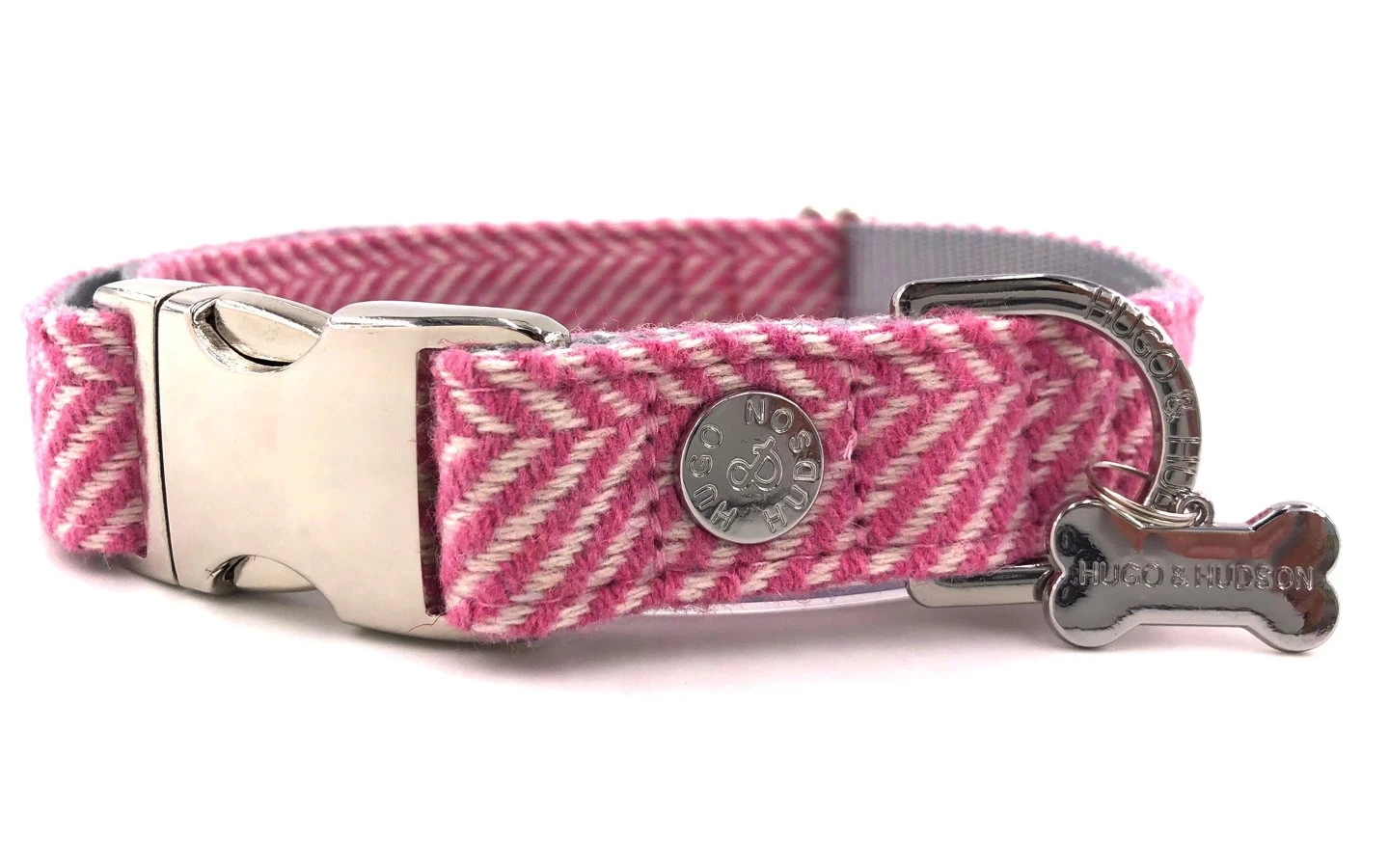 Hugo & Hudson - Pink Herringbone Dog Collar