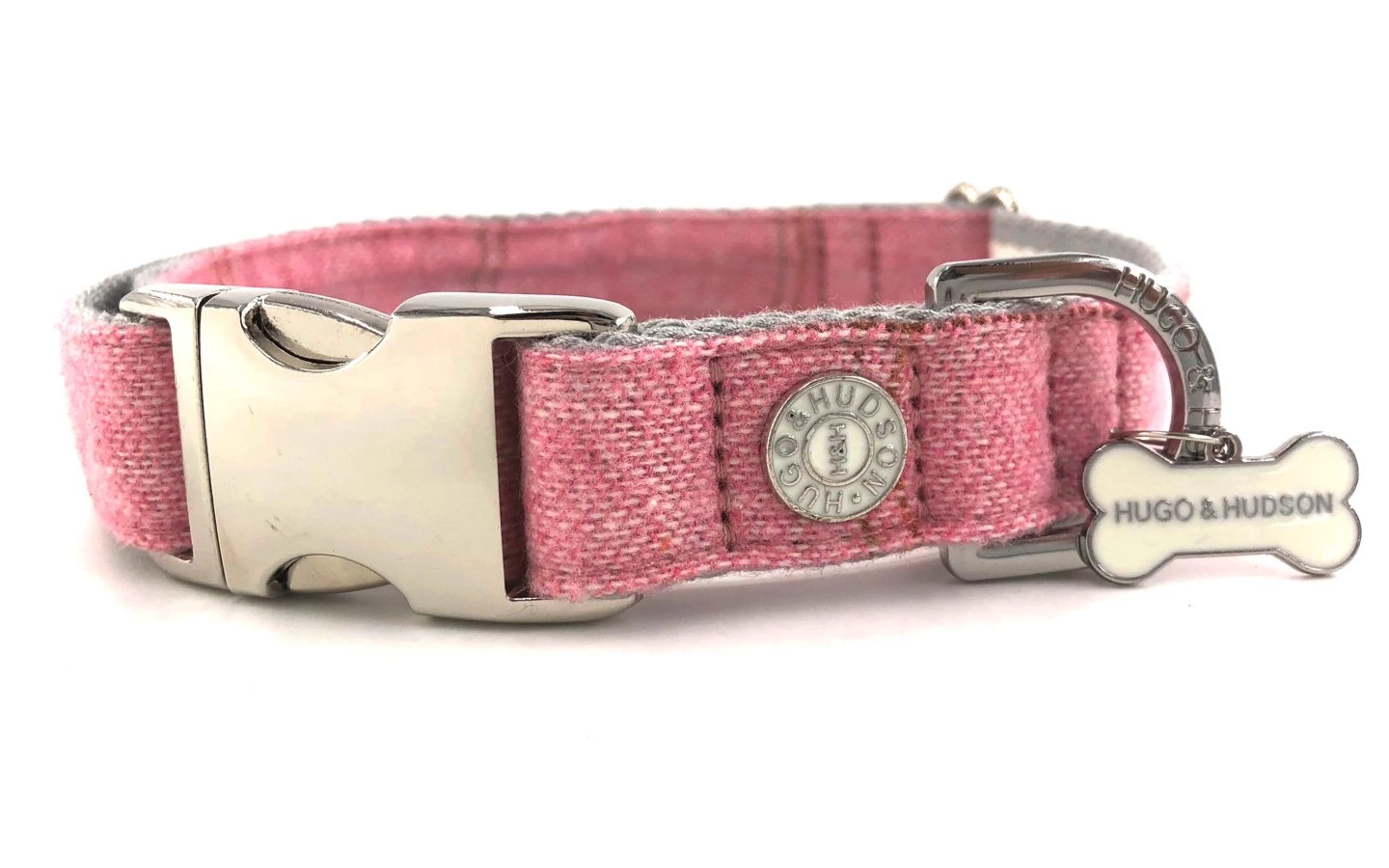 Hugo & Hudson Pink Checked Tweed Dog Collar